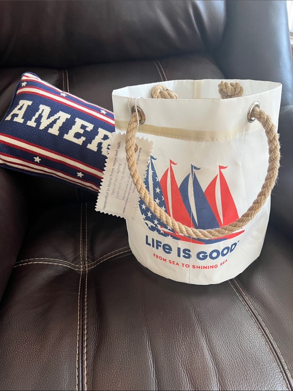 NWT Sea Bags Maine Life is Good from Sea to shining sea bucket beverage bags - Picture 4 of 6